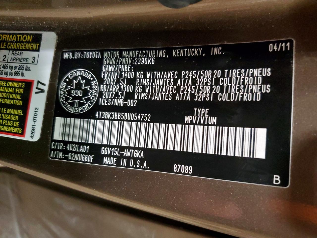 2011 TOYOTA VENZA photo 13