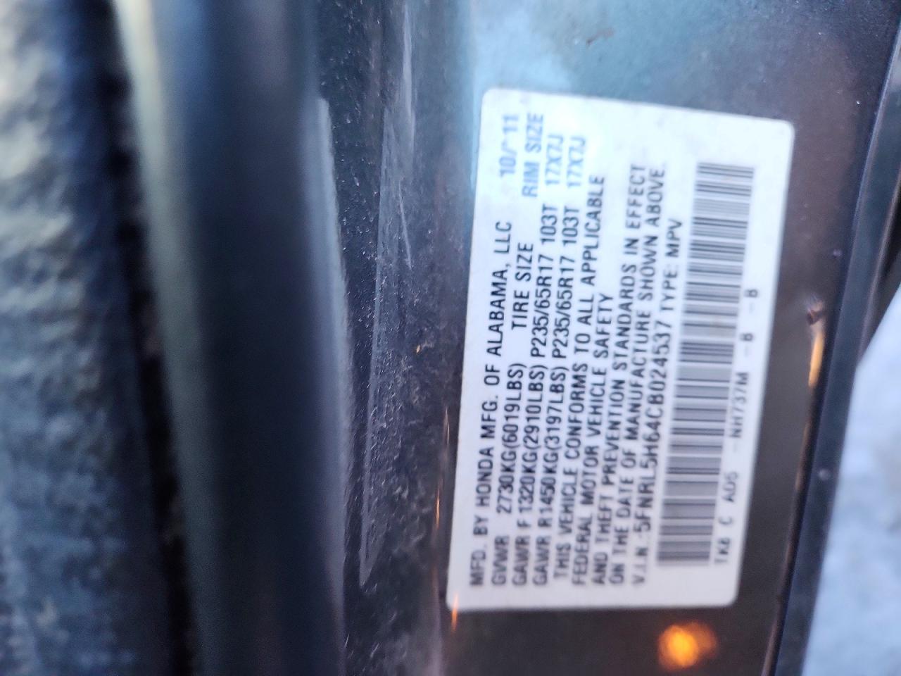 2012 HONDA ODYSSEY EXL photo 13