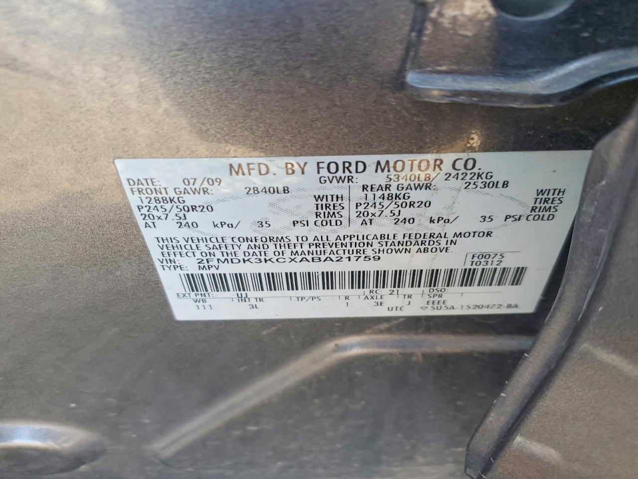 2010 FORD EDGE LIMITED photo 13