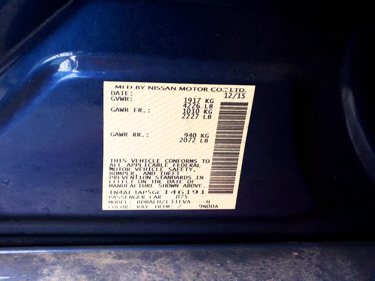 2016 NISSAN ALTIMA 2.5 photo 12