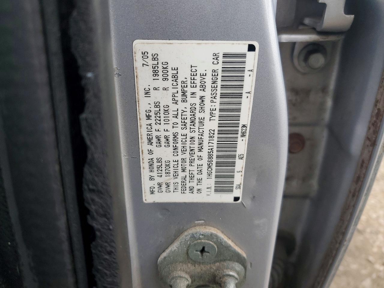 2005 HONDA ACCORD EX photo 12