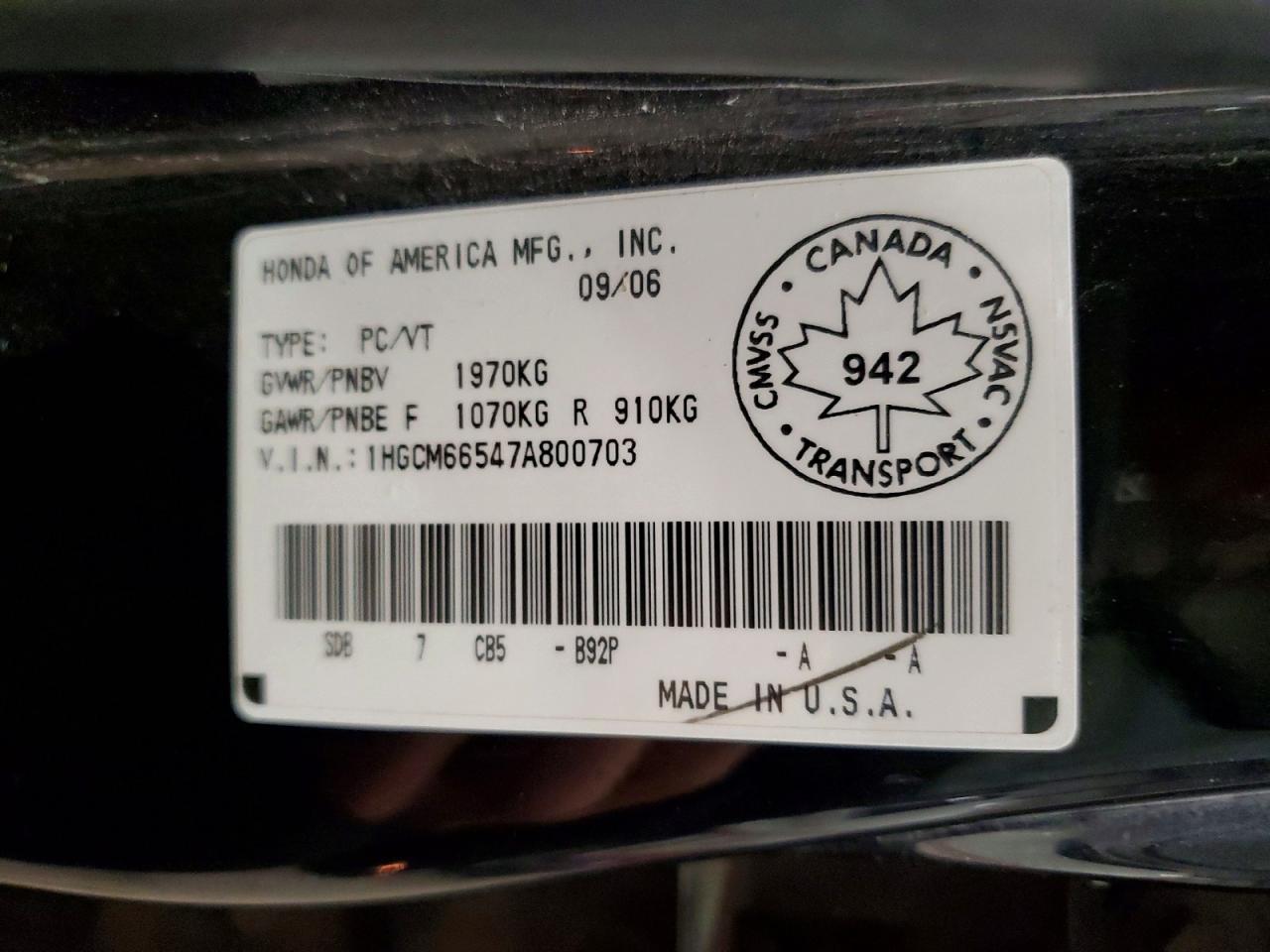 2007 HONDA ACCORD EX photo 13