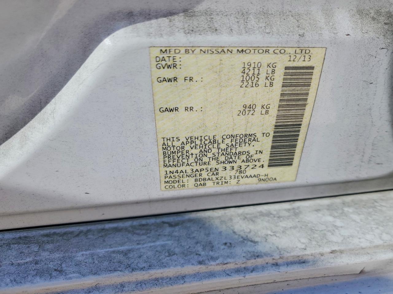 2014 NISSAN ALTIMA 2.5 photo 12