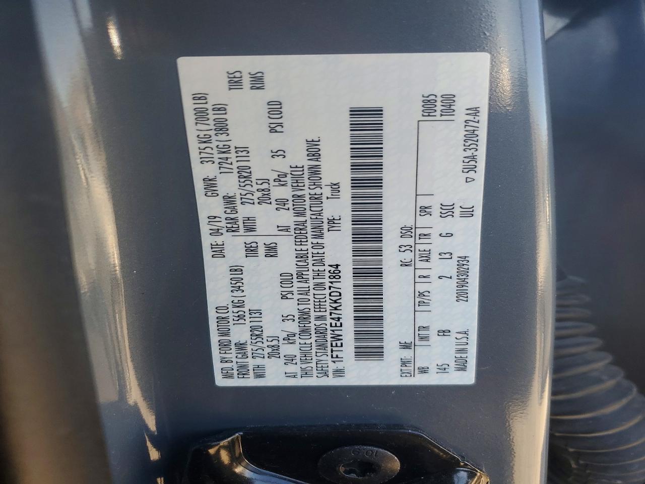 2019 FORD F150 SUPERCREW photo 12