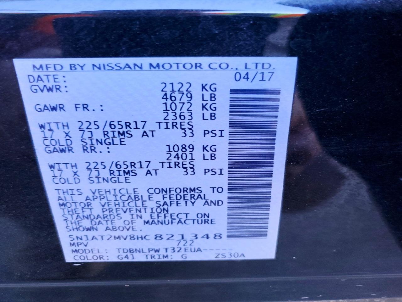 2017 NISSAN ROGUE SV photo 13