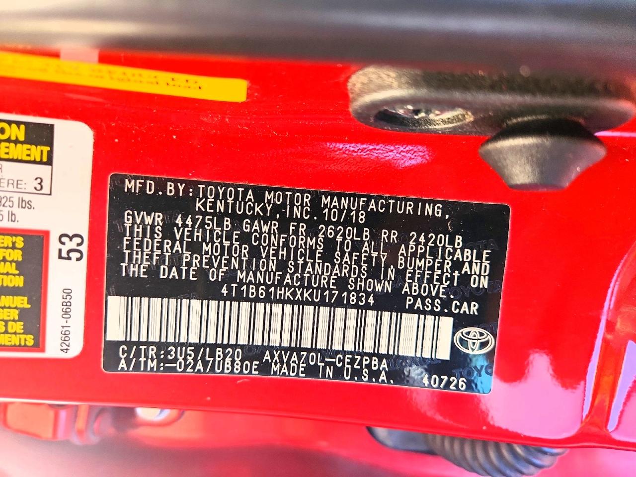 2019 TOYOTA CAMRY XSE photo 23