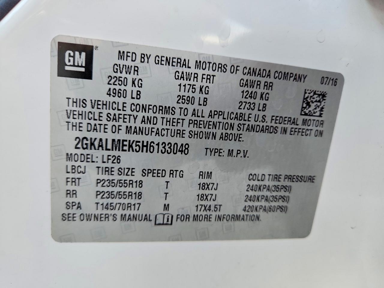 2017 GMC TERRAIN SLE photo 13