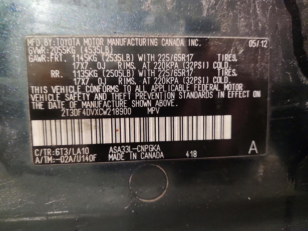 2012 TOYOTA RAV4 LIMITED photo 13