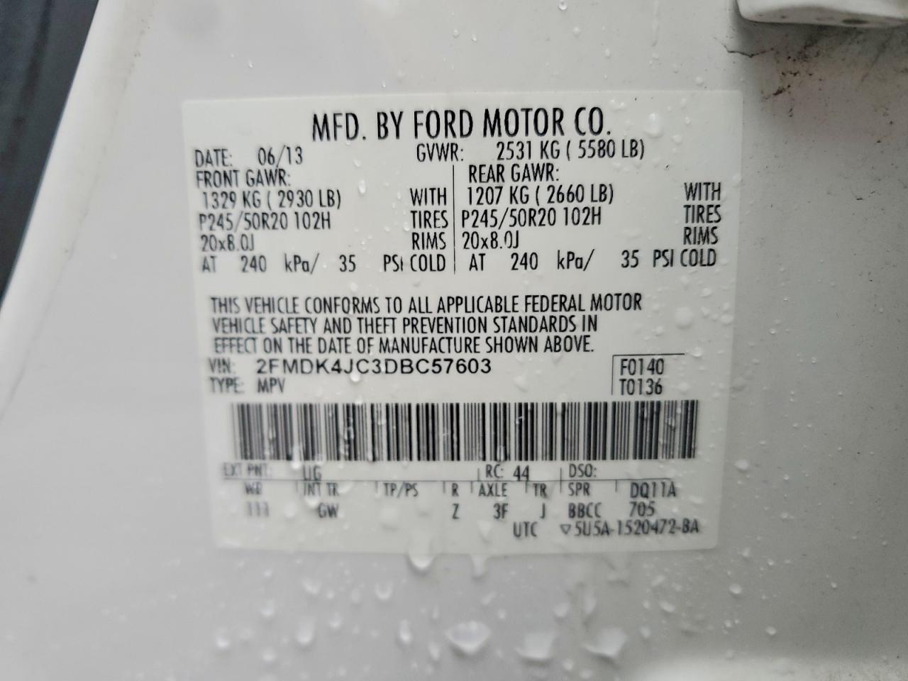 2013 FORD EDGE SEL photo 13