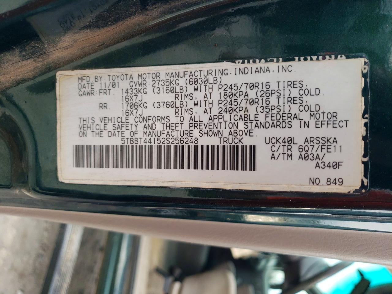 2002 TOYOTA TUNDRA ACCESS CAB photo 12