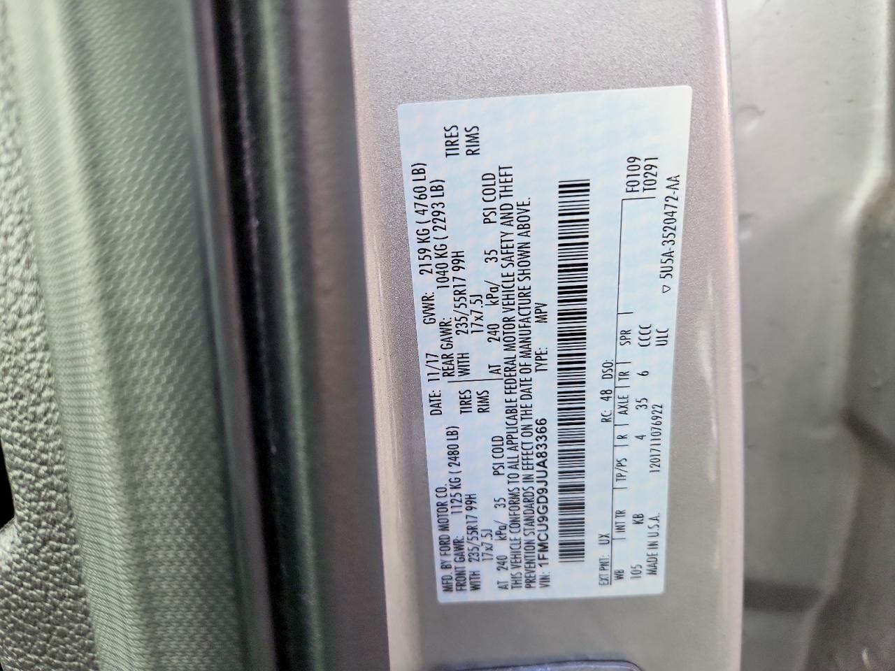 2018 FORD ESCAPE SE photo 12