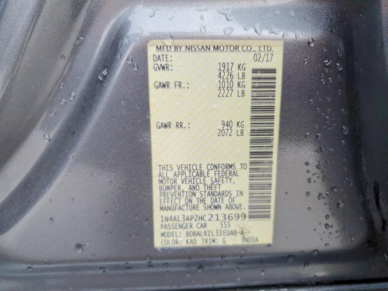 2017 NISSAN ALTIMA 2.5 photo 12