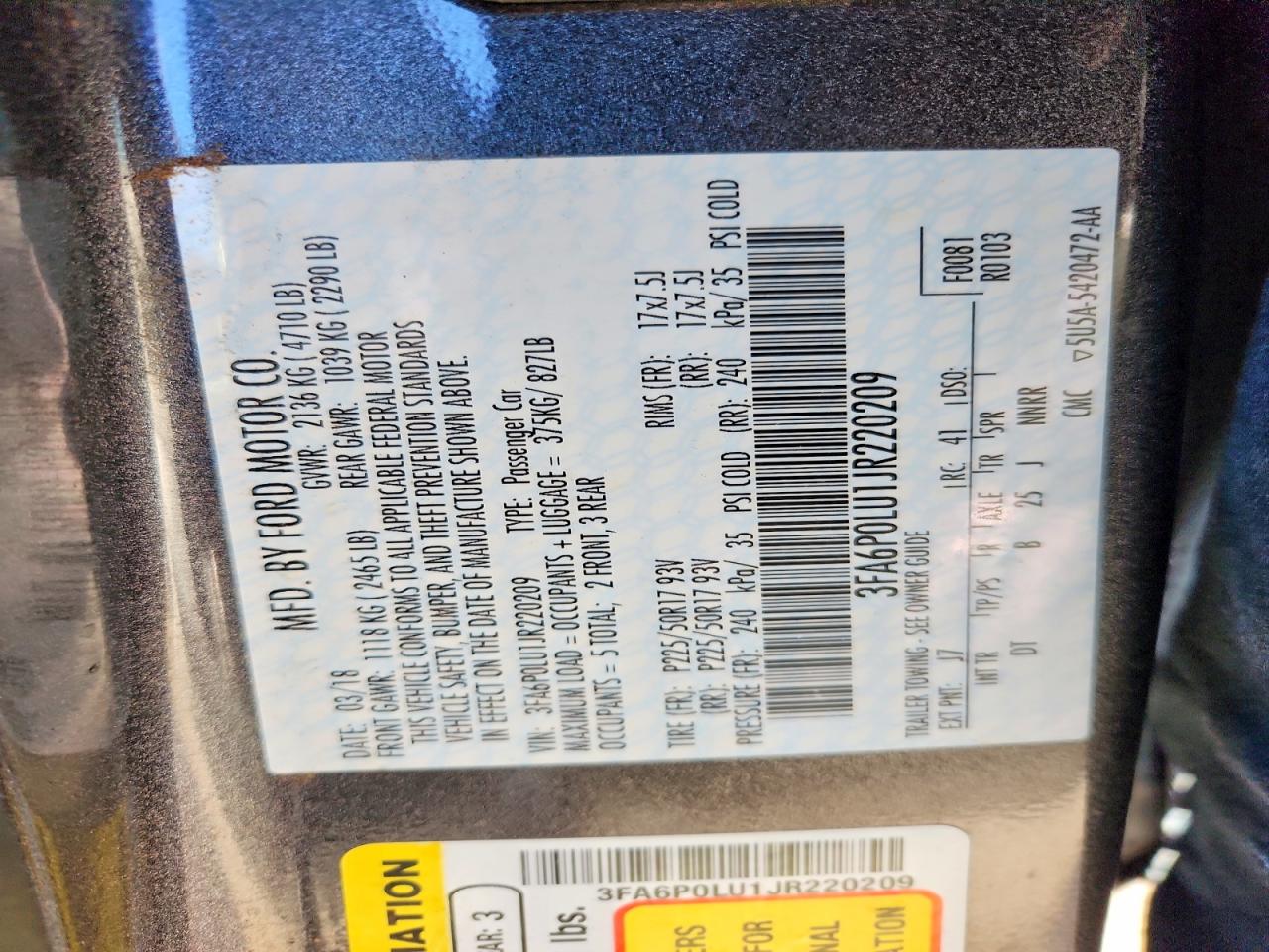 2018 FORD FUSION SE HYBRID photo 12