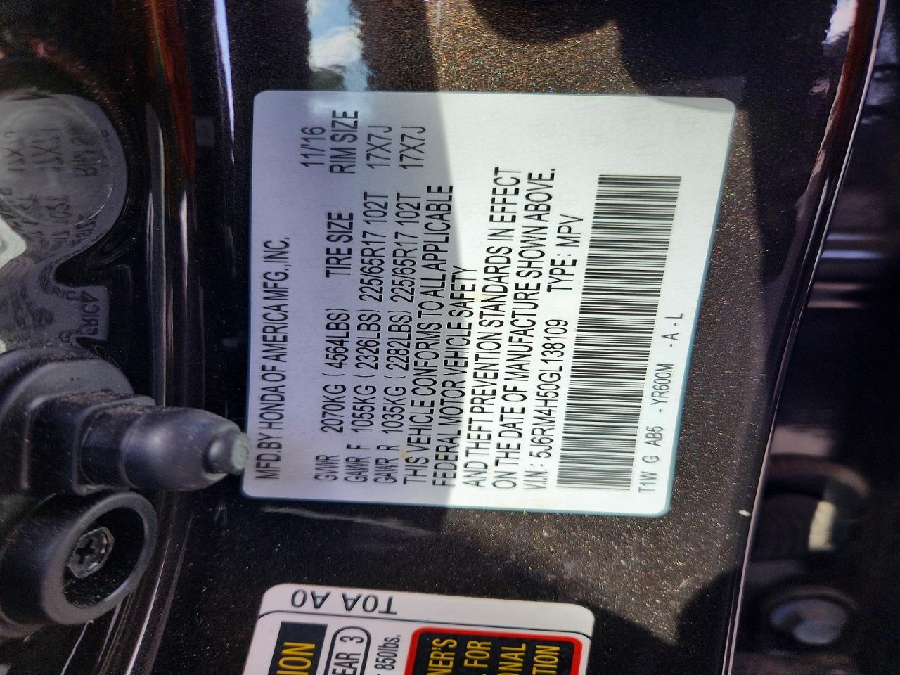 2016 HONDA CR-V EX photo 14