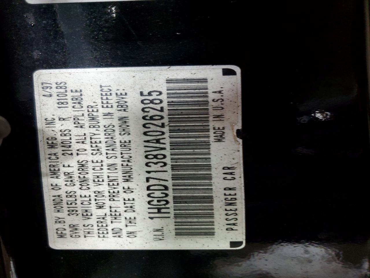 1997 HONDA ACCORD LX photo 12
