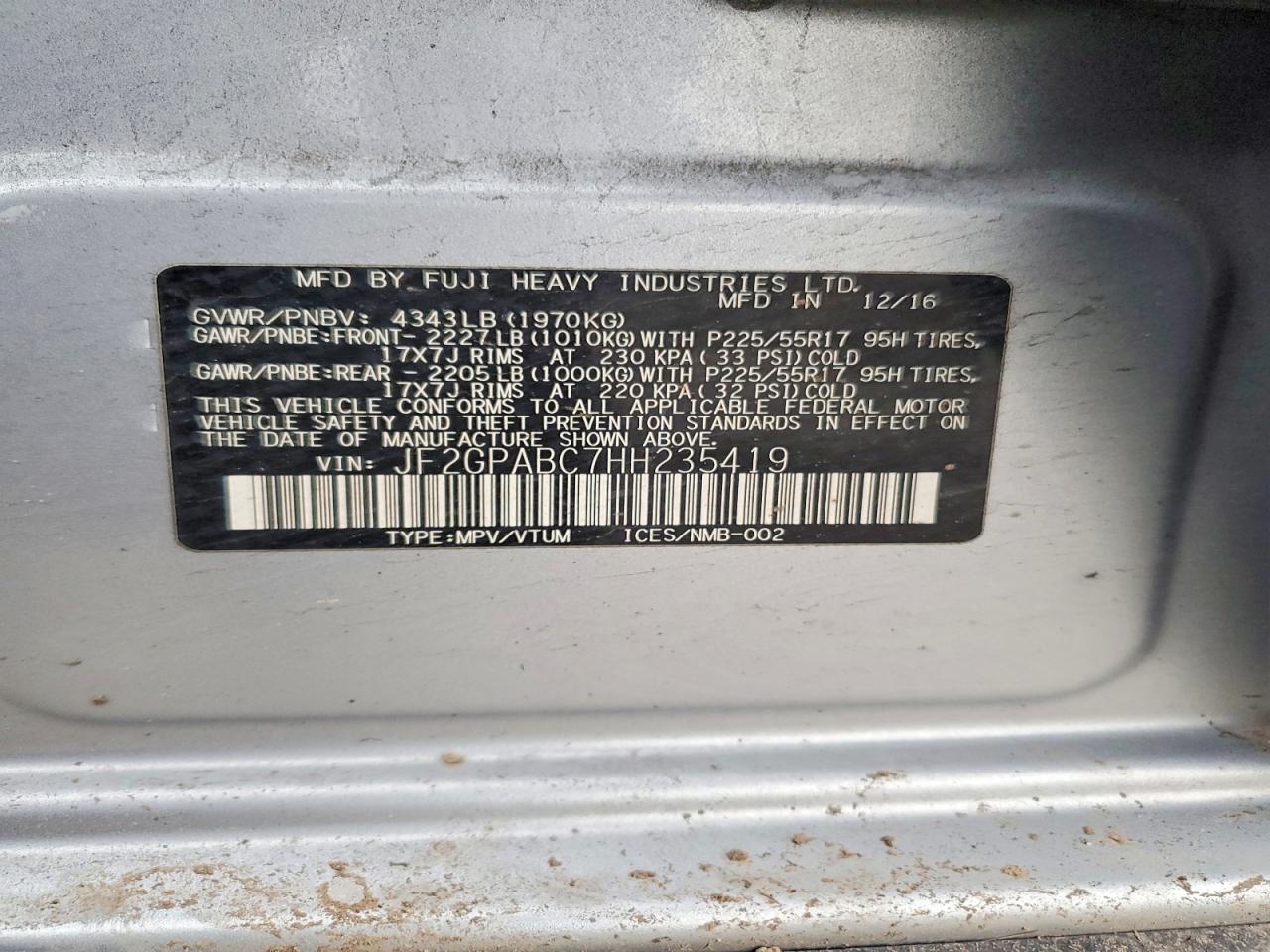 2017 SUBARU CROSSTREK PREMIUM photo 12