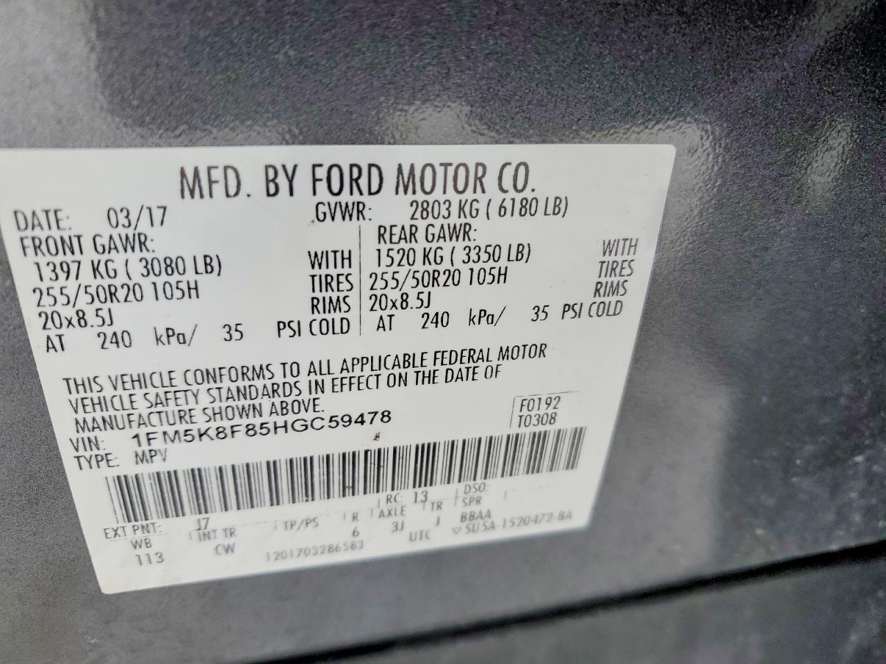 2017 FORD EXPLORER LIMITED photo 13