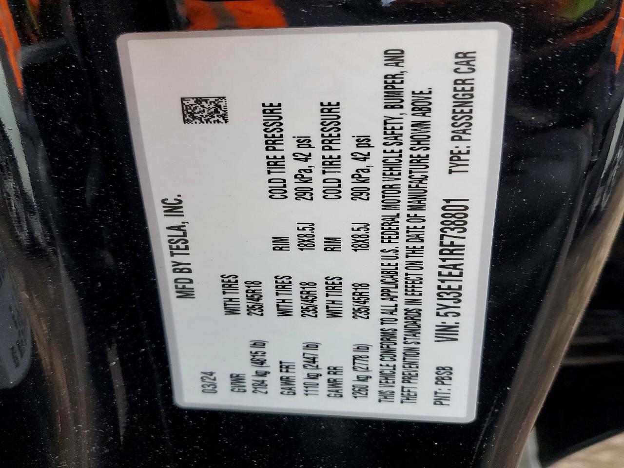 2024 TESLA MODEL 3 photo 12