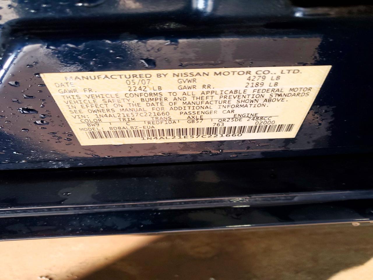 2007 NISSAN ALTIMA 2.5 photo 12