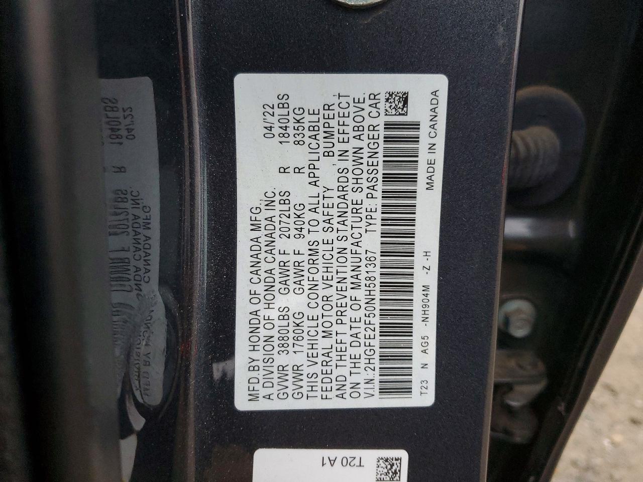 2022 HONDA CIVIC SPORT photo 23