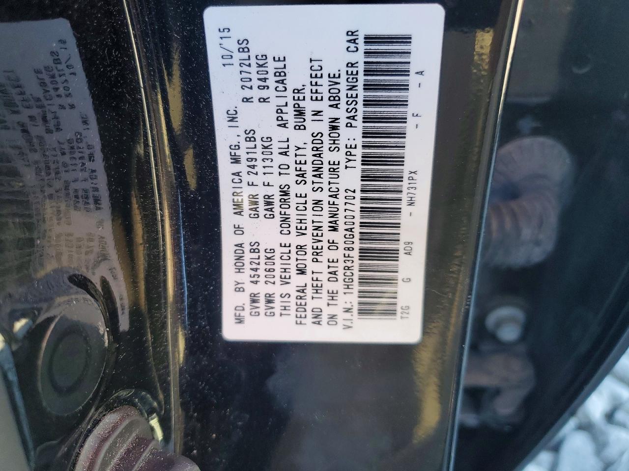 2016 HONDA ACCORD EXL photo 12