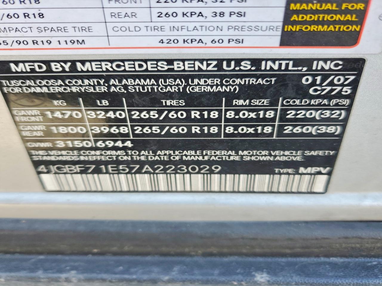 2007 MERCEDES-BENZ GL 450 4MATIC photo 14