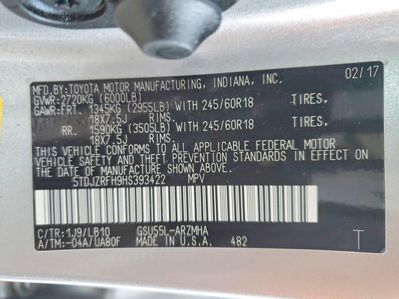 2017 TOYOTA HIGHLANDER SE photo 13