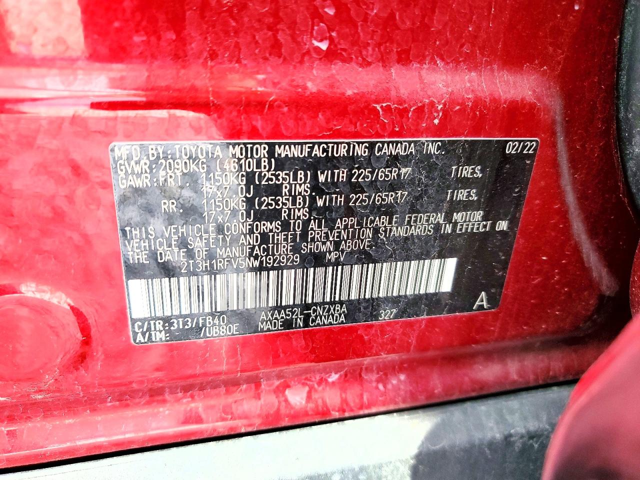 2022 TOYOTA RAV4 LE photo 12
