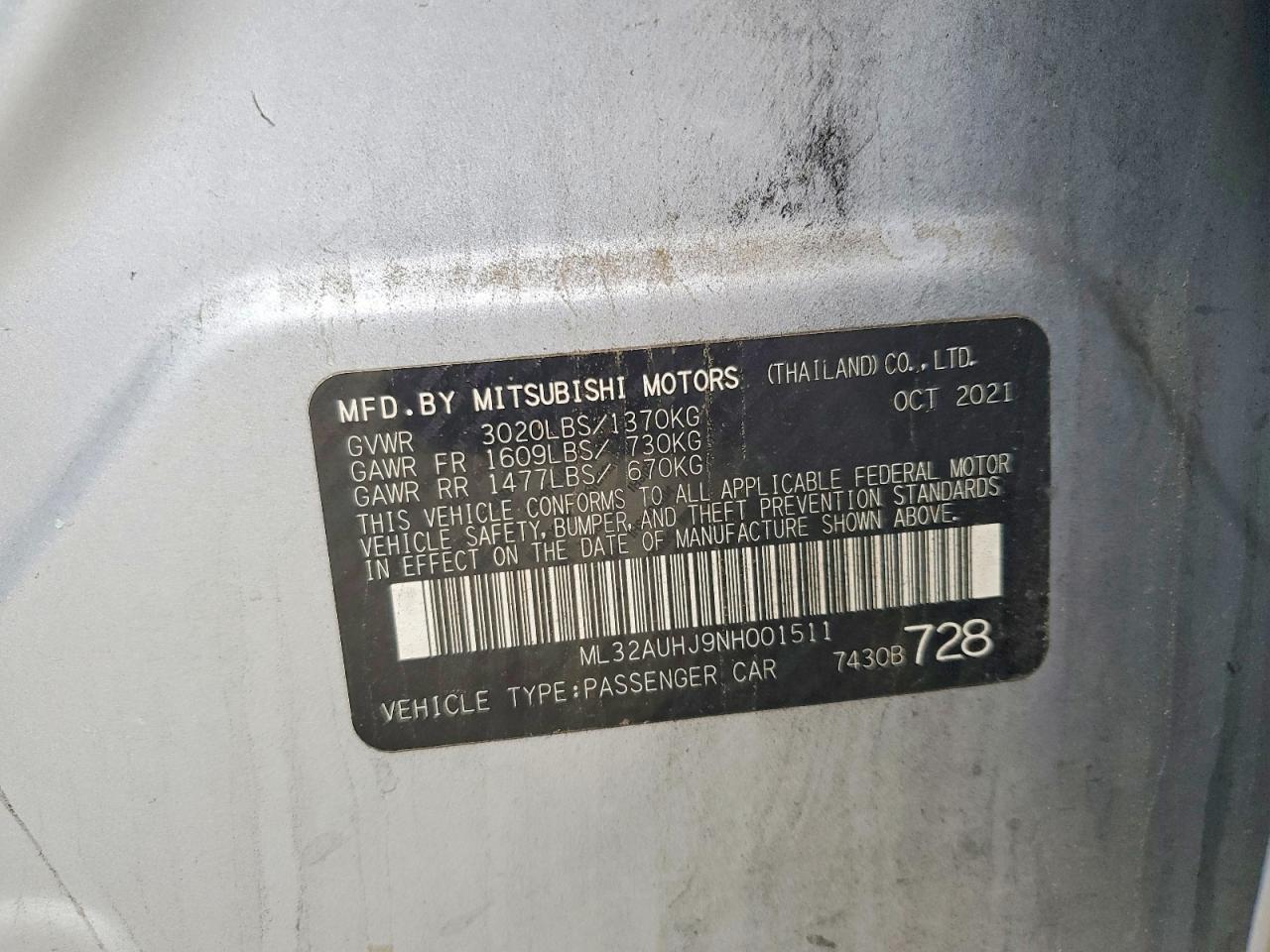 2022 MITSUBISHI MIRAGE ES photo 12