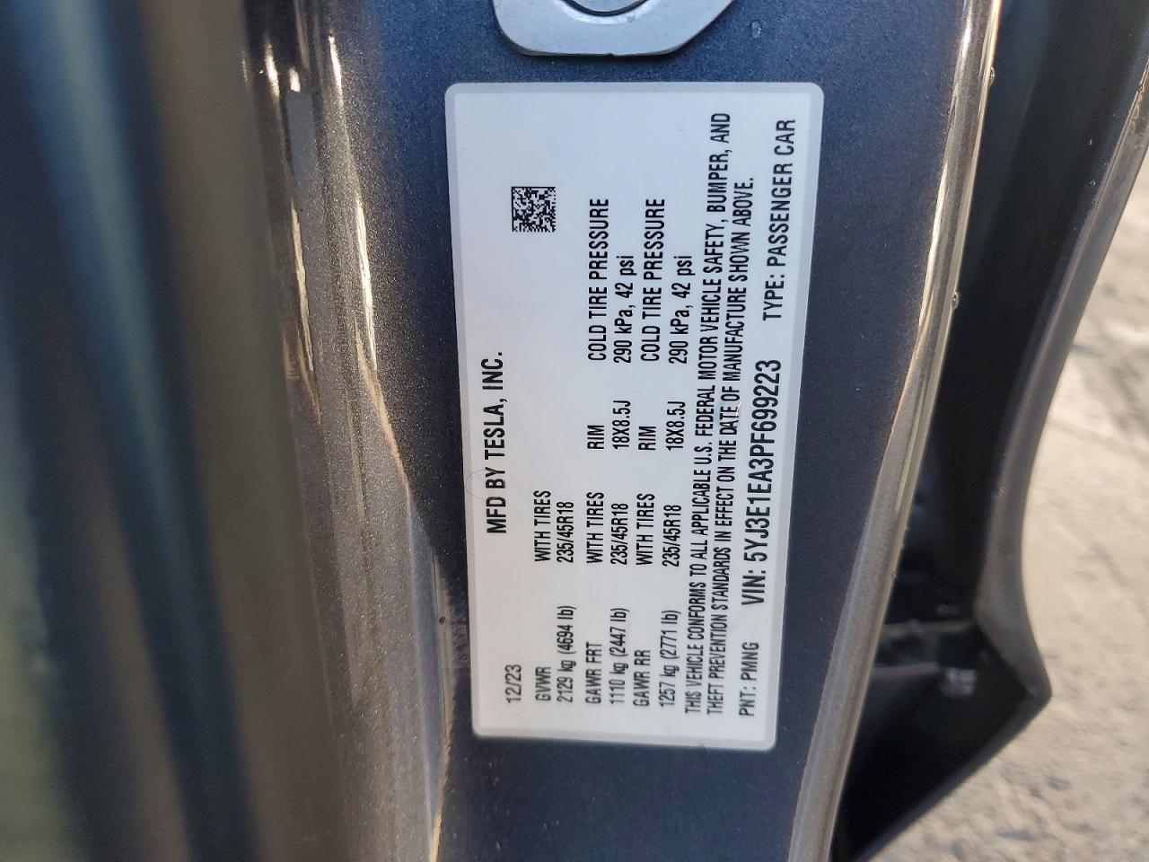 2023 TESLA MODEL 3 photo 12