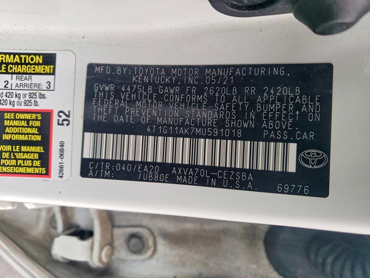 2021 TOYOTA CAMRY SE photo 12