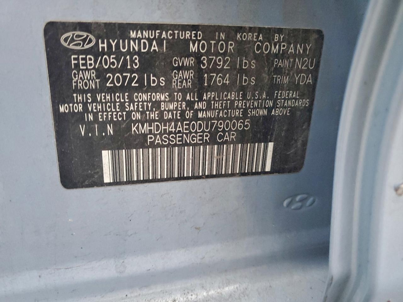 2013 HYUNDAI ELANTRA GLS photo 12