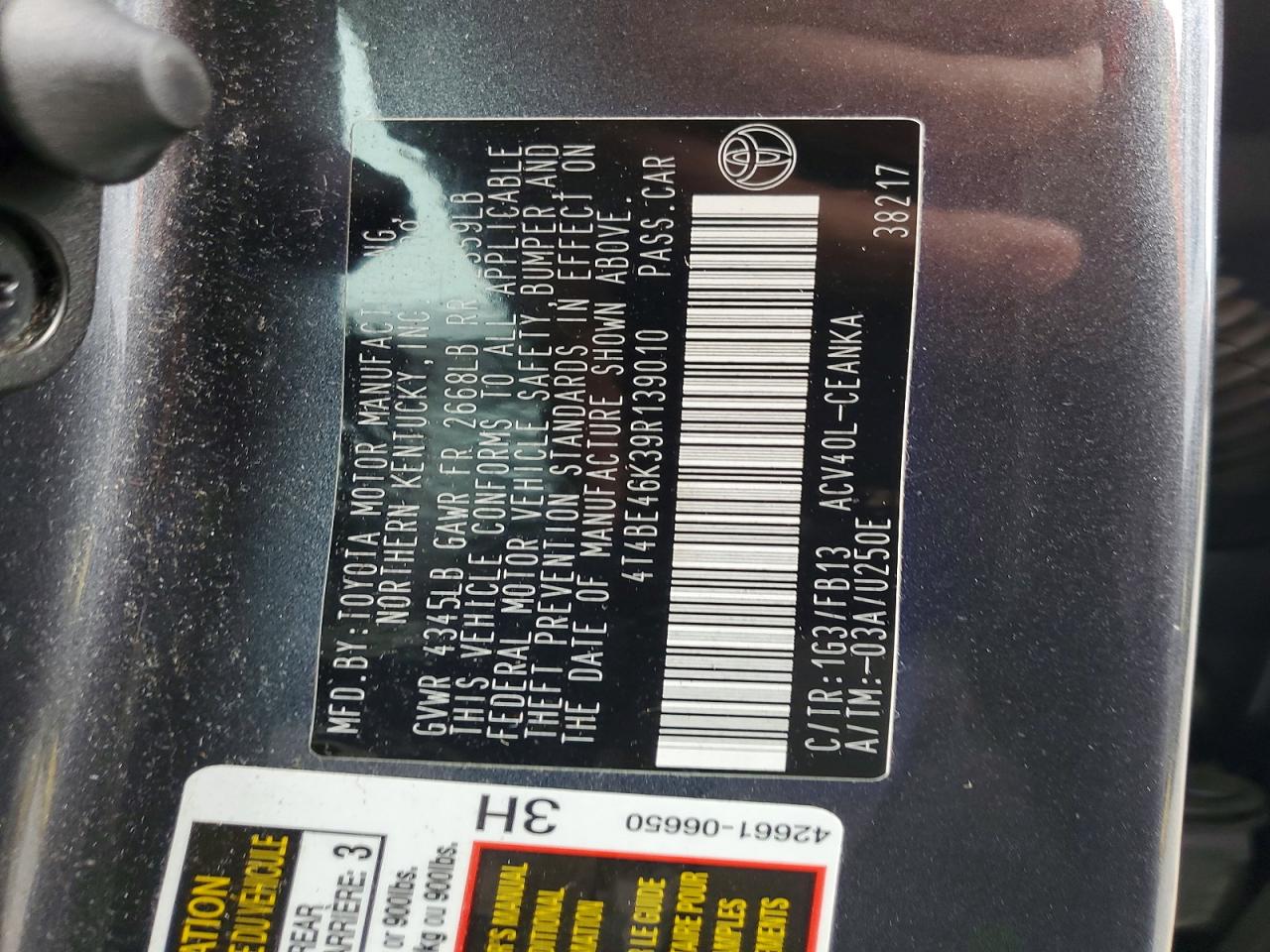 2009 TOYOTA CAMRY BASE photo 12