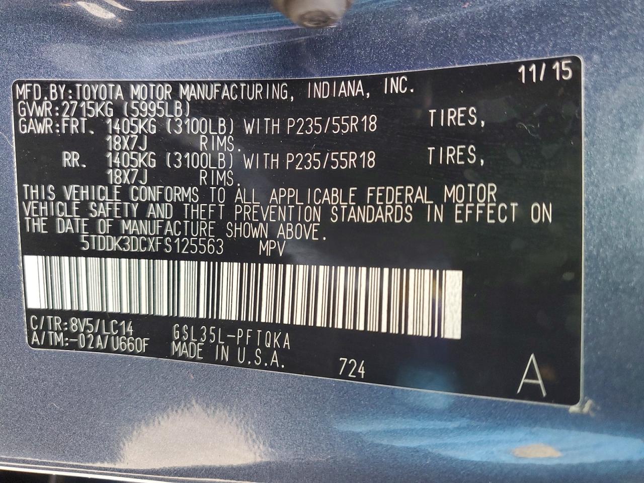 2015 TOYOTA SIENNA XLE photo 13