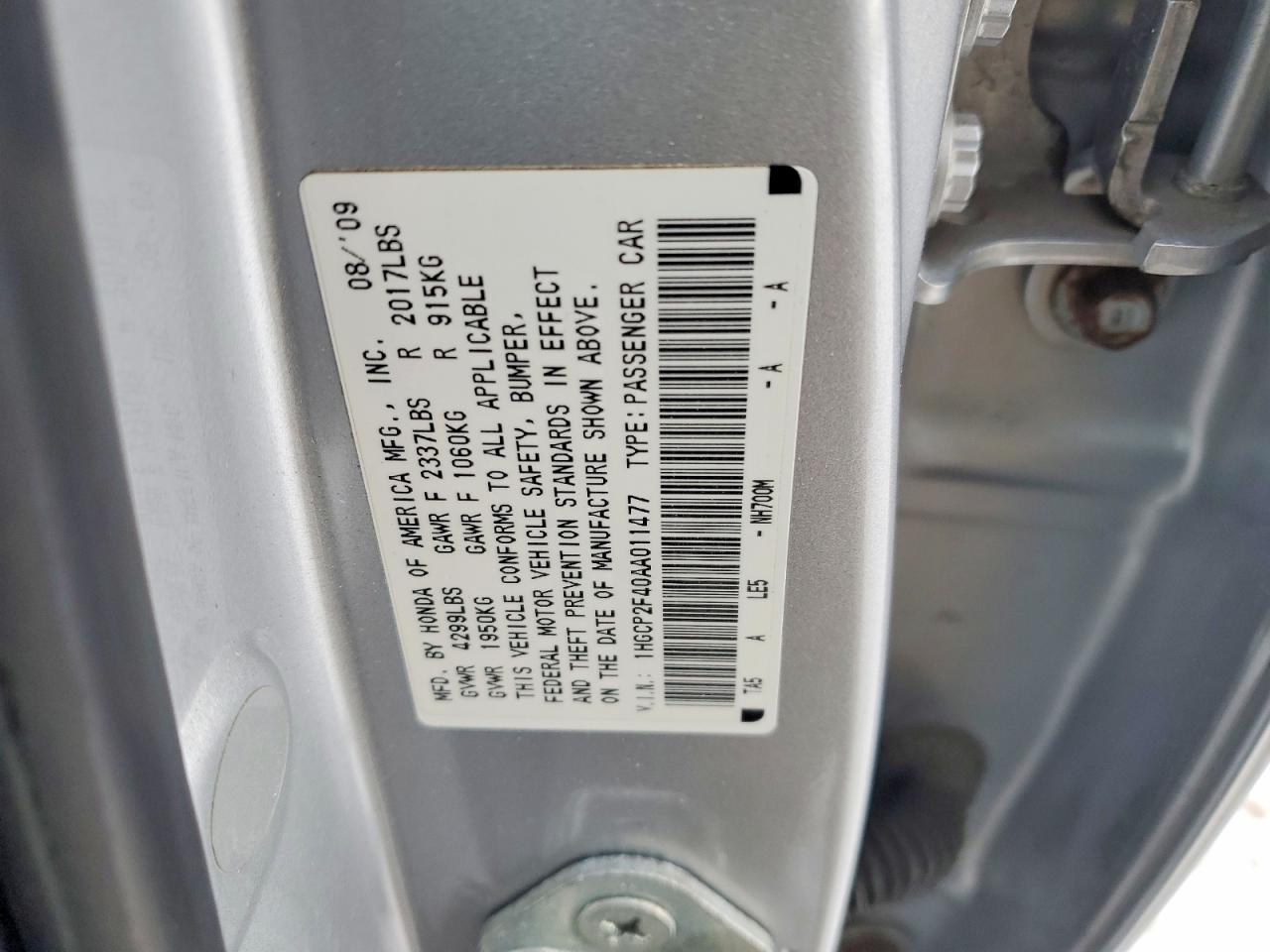 2010 HONDA ACCORD LXP photo 12