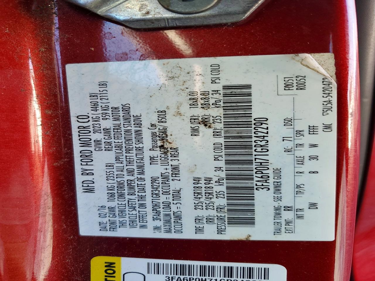2016 FORD FUSION SE photo 13