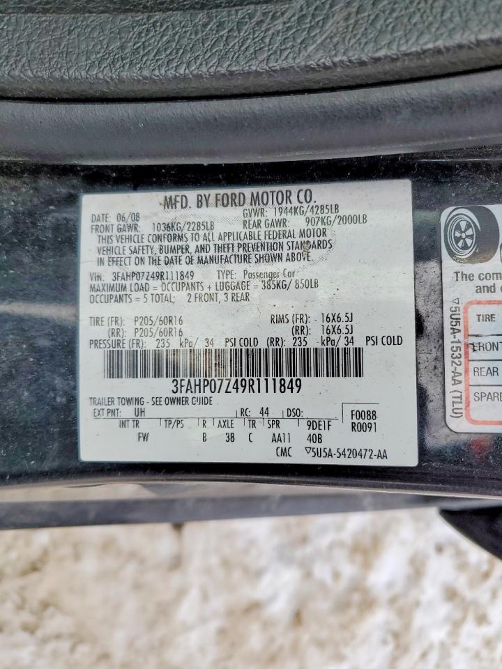 2009 FORD FUSION SE photo 12