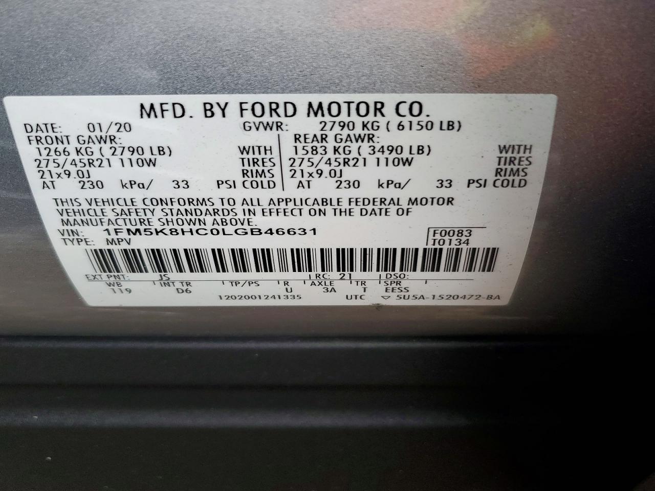 2020 FORD EXPLORER PLATINUM photo 13