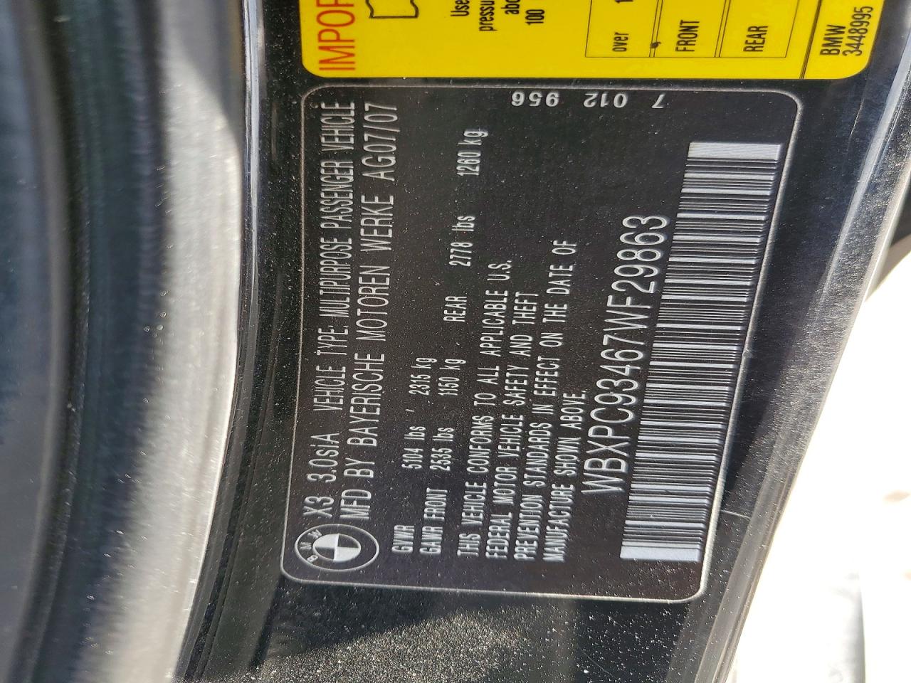 2007 BMW X3 3.0SI photo 13