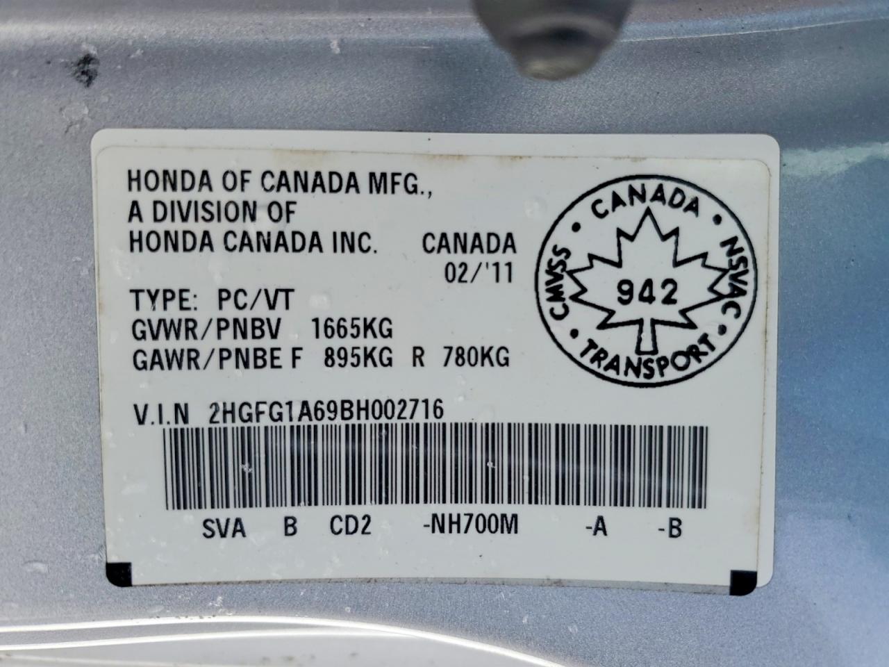 2011 HONDA CIVIC LX photo 12