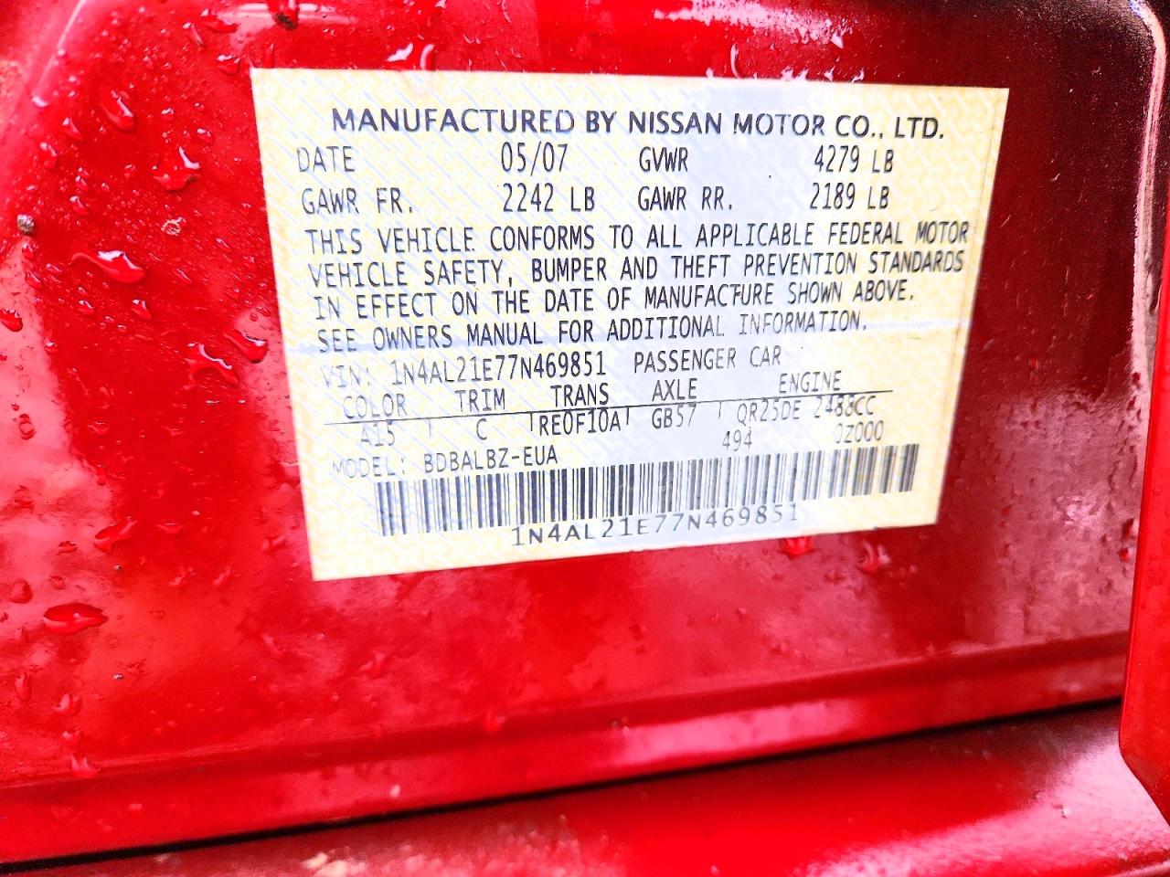 2007 NISSAN ALTIMA 2.5 photo 12