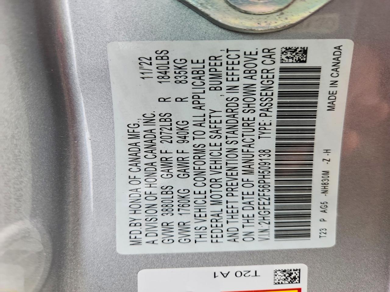 2023 HONDA CIVIC SPORT photo 23