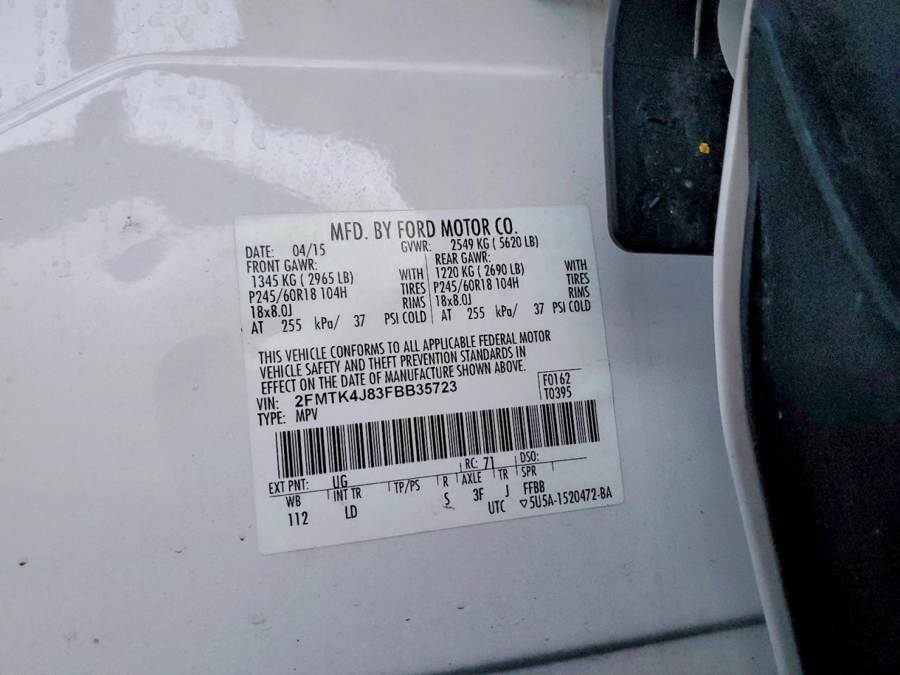 2015 FORD EDGE SEL photo 12