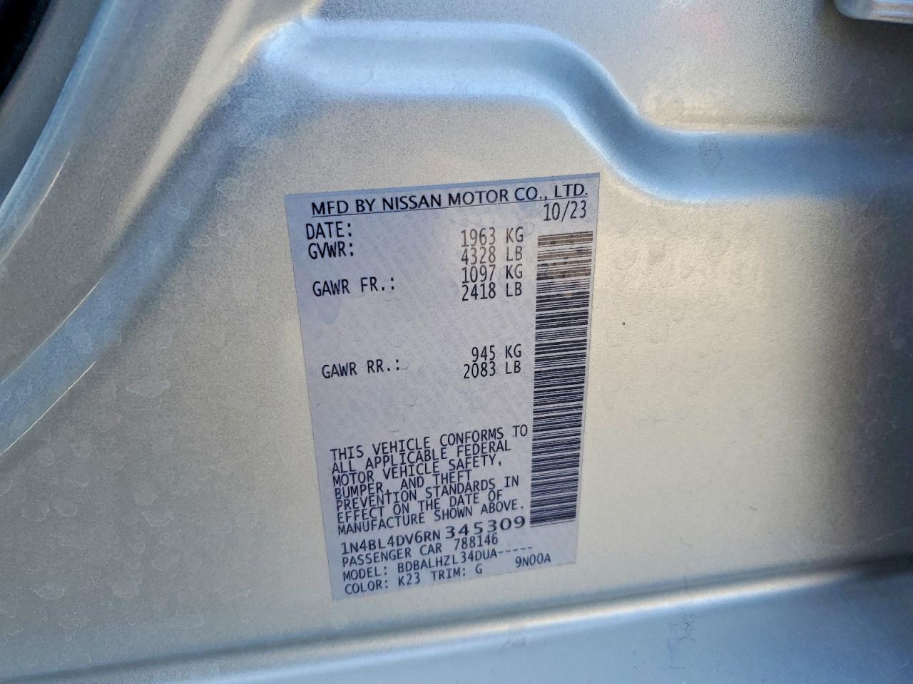 2024 NISSAN ALTIMA SV photo 13