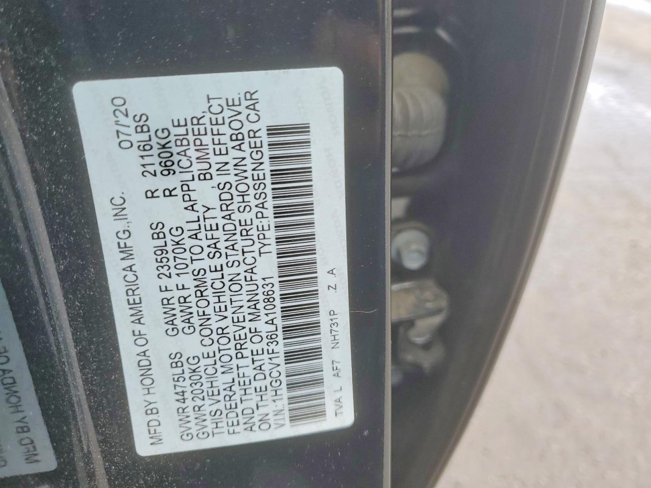 2020 HONDA ACCORD SPORT photo 12