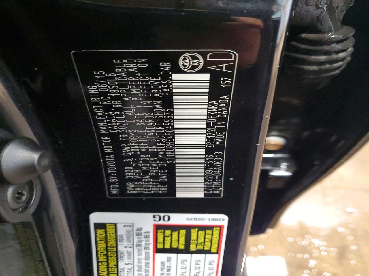 2015 TOYOTA COROLLA LE photo 12