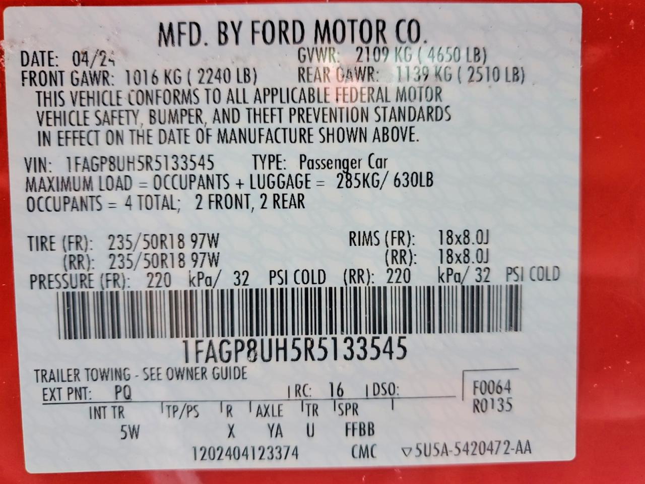 2024 FORD MUSTANG photo 23