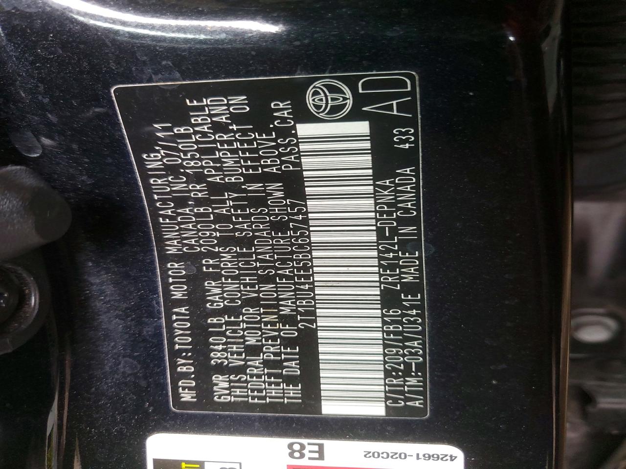 2011 TOYOTA COROLLA BASE photo 23