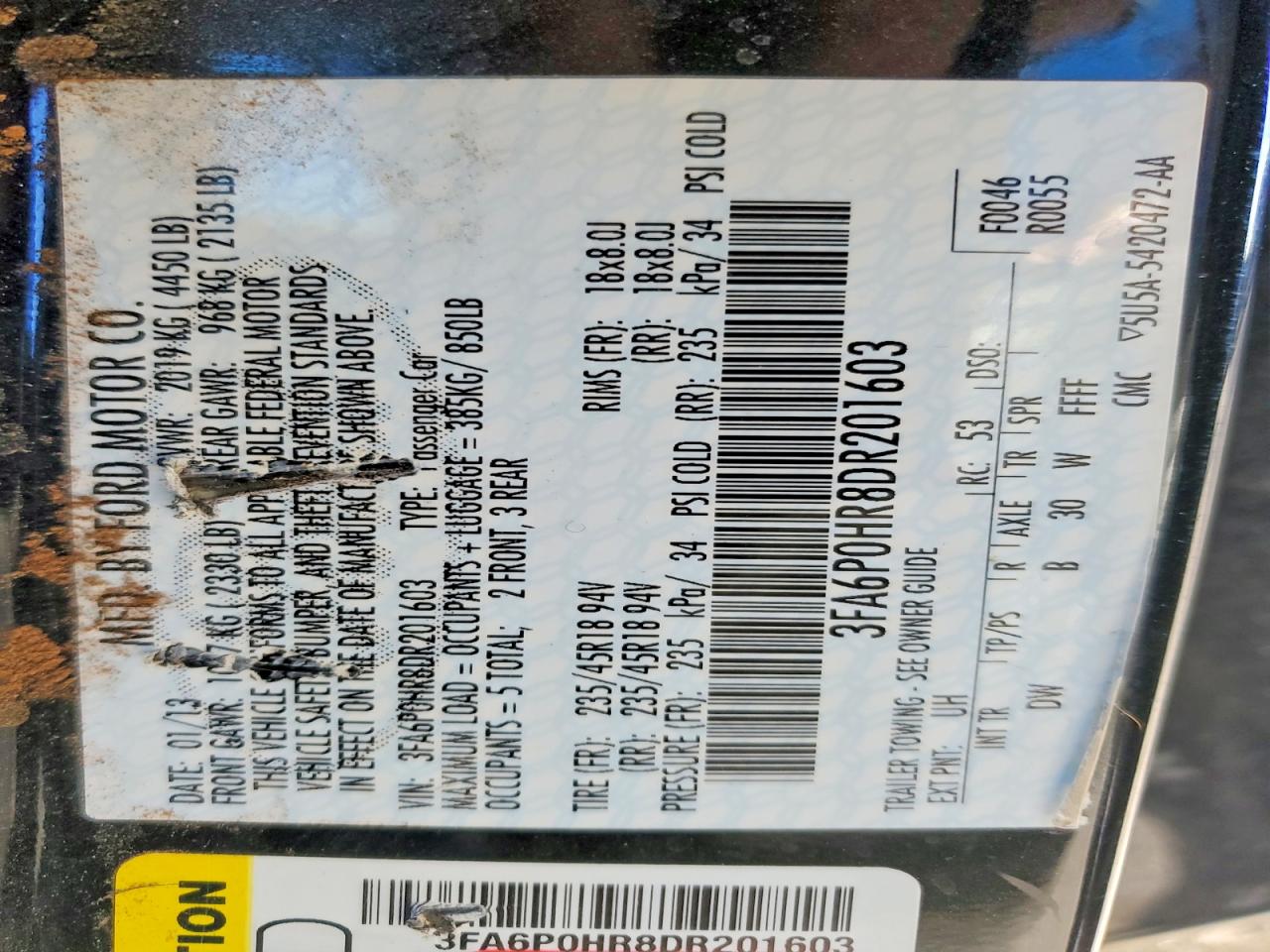 2013 FORD FUSION SE photo 12