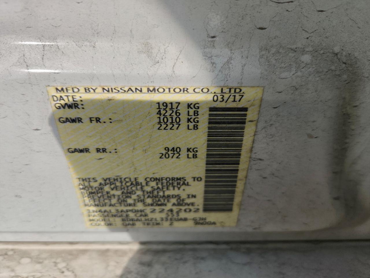 2017 NISSAN ALTIMA 2.5 photo 12